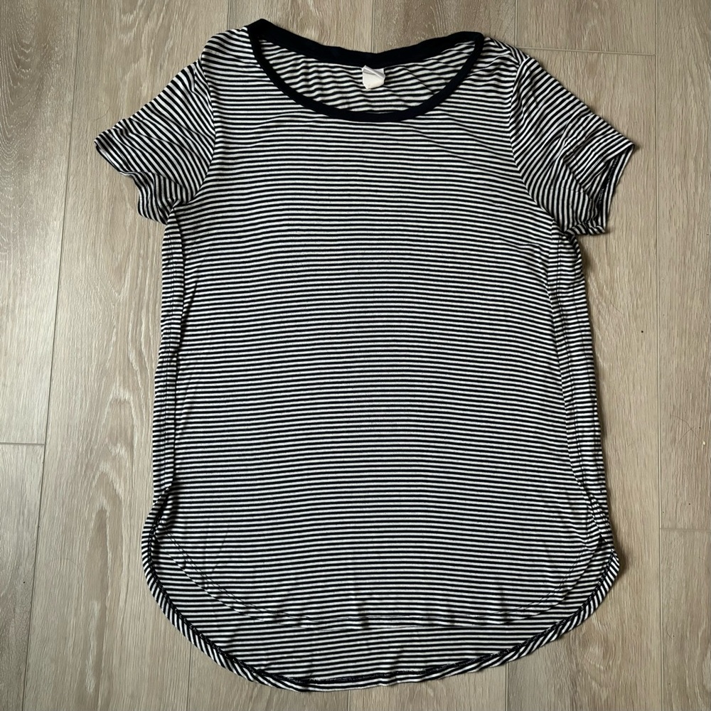 Lole oversized navy and white striped tee